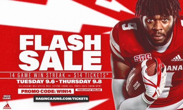 UL Football Holding Flash Ticket Sale for Saturday's Game